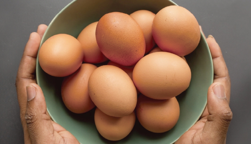 皿に盛られた新鮮な卵を持っているイメージ